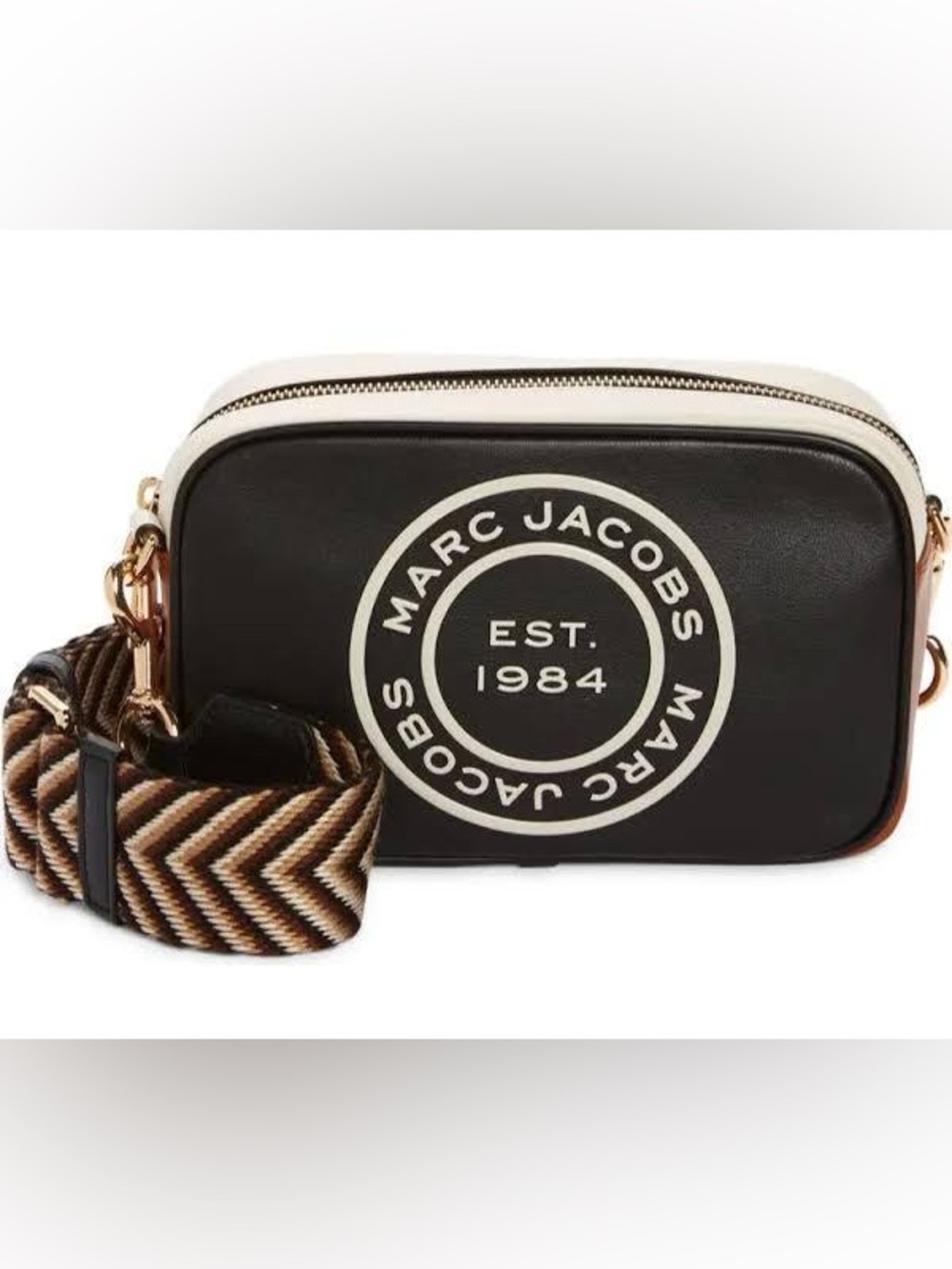 Marc Jacobs Black and White Logo Crossbody Bag